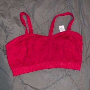 Pink lace patterned crop bralette